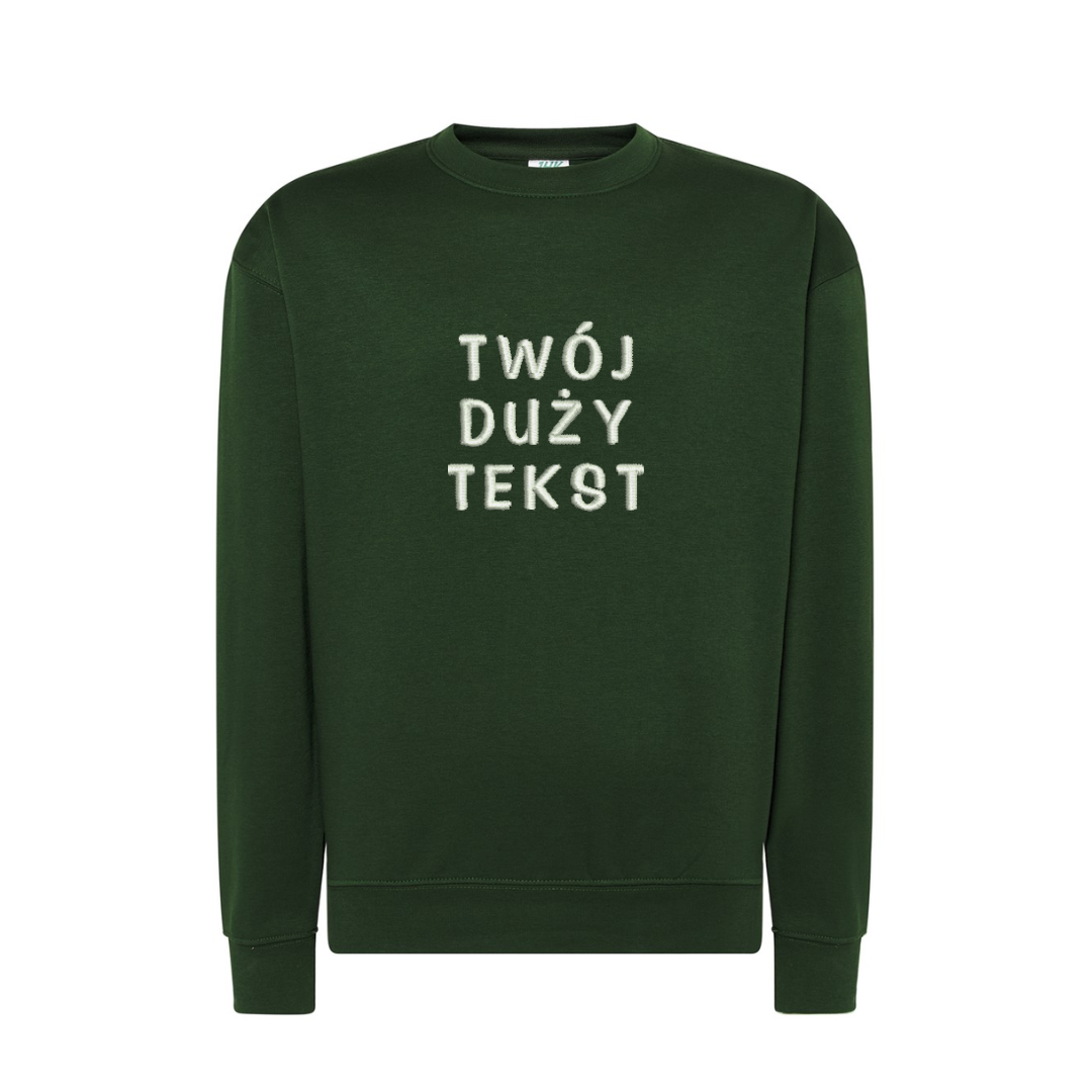 Personalizowana bluza bez kaptura z dużym własnym napisem