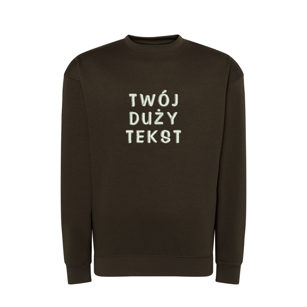 Personalizowana bluza bez kaptura z dużym własnym napisem