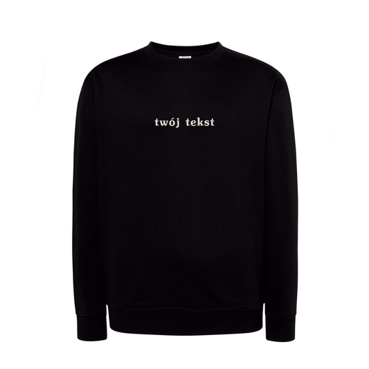 Personalizowana bluza bez kaptura z małym własnym napisem