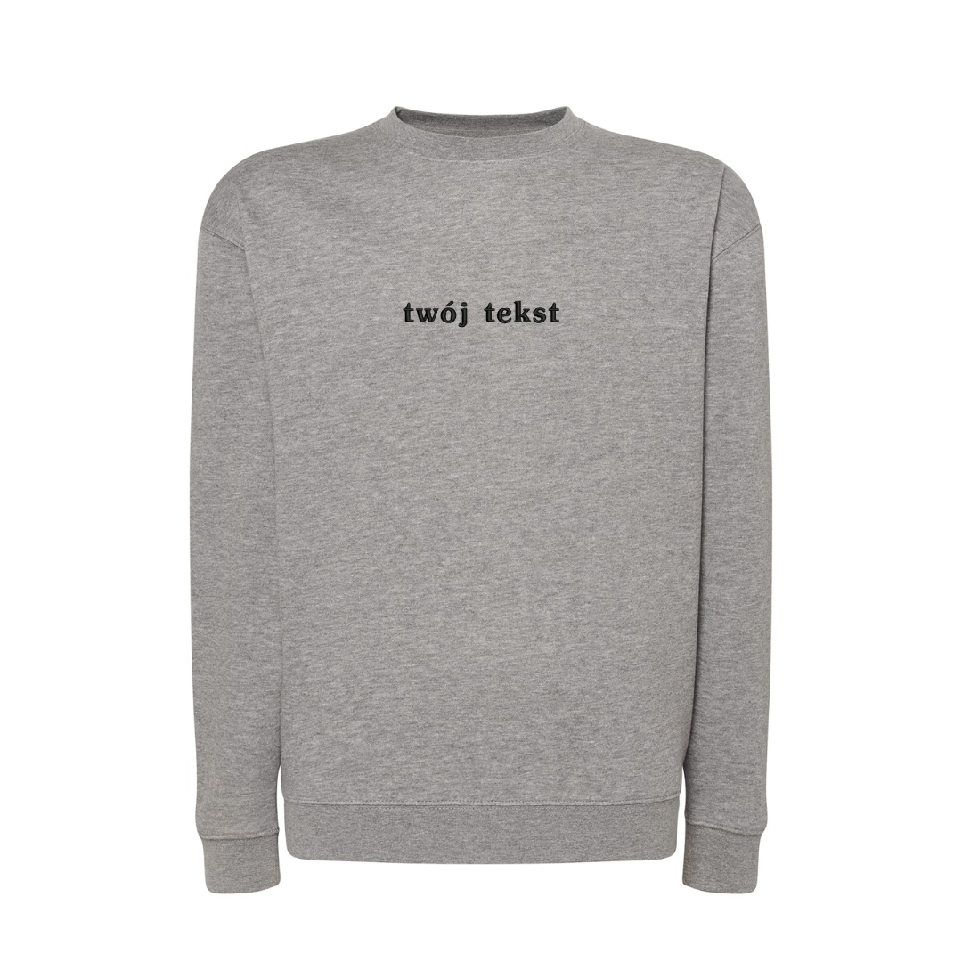 Personalizowana bluza bez kaptura z małym własnym napisem
