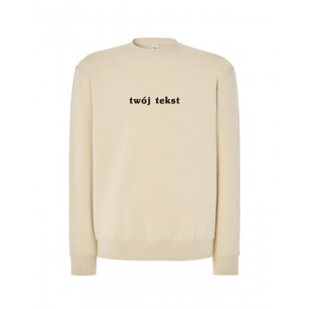 Personalizowana bluza bez kaptura z małym własnym napisem