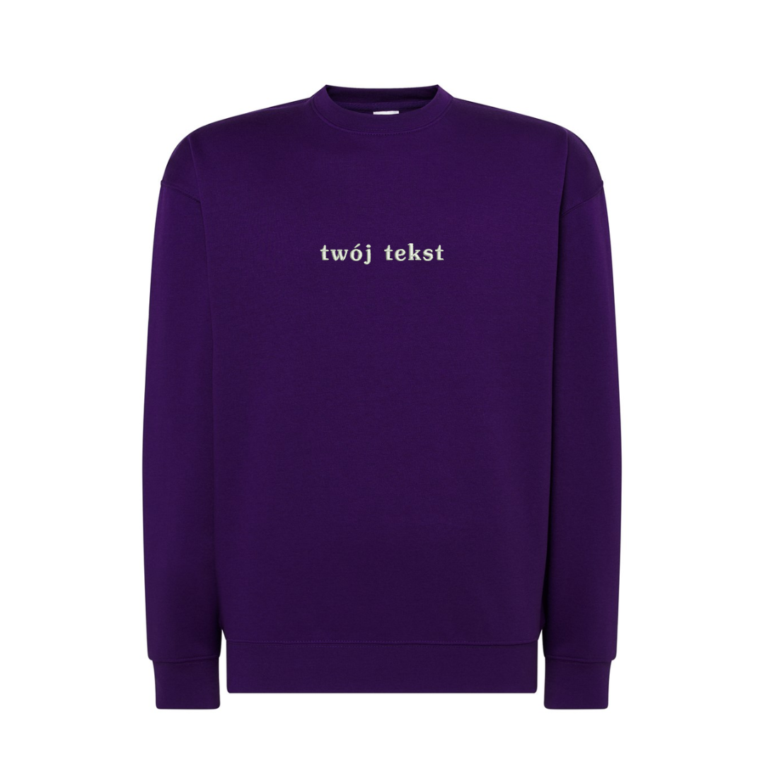 Personalizowana bluza bez kaptura z małym własnym napisem