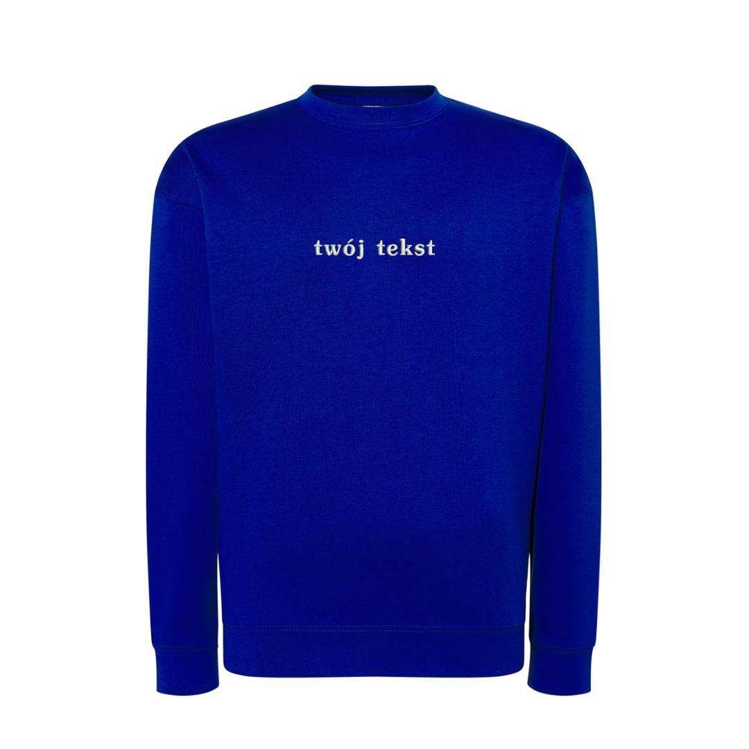 Personalizowana bluza bez kaptura z małym własnym napisem