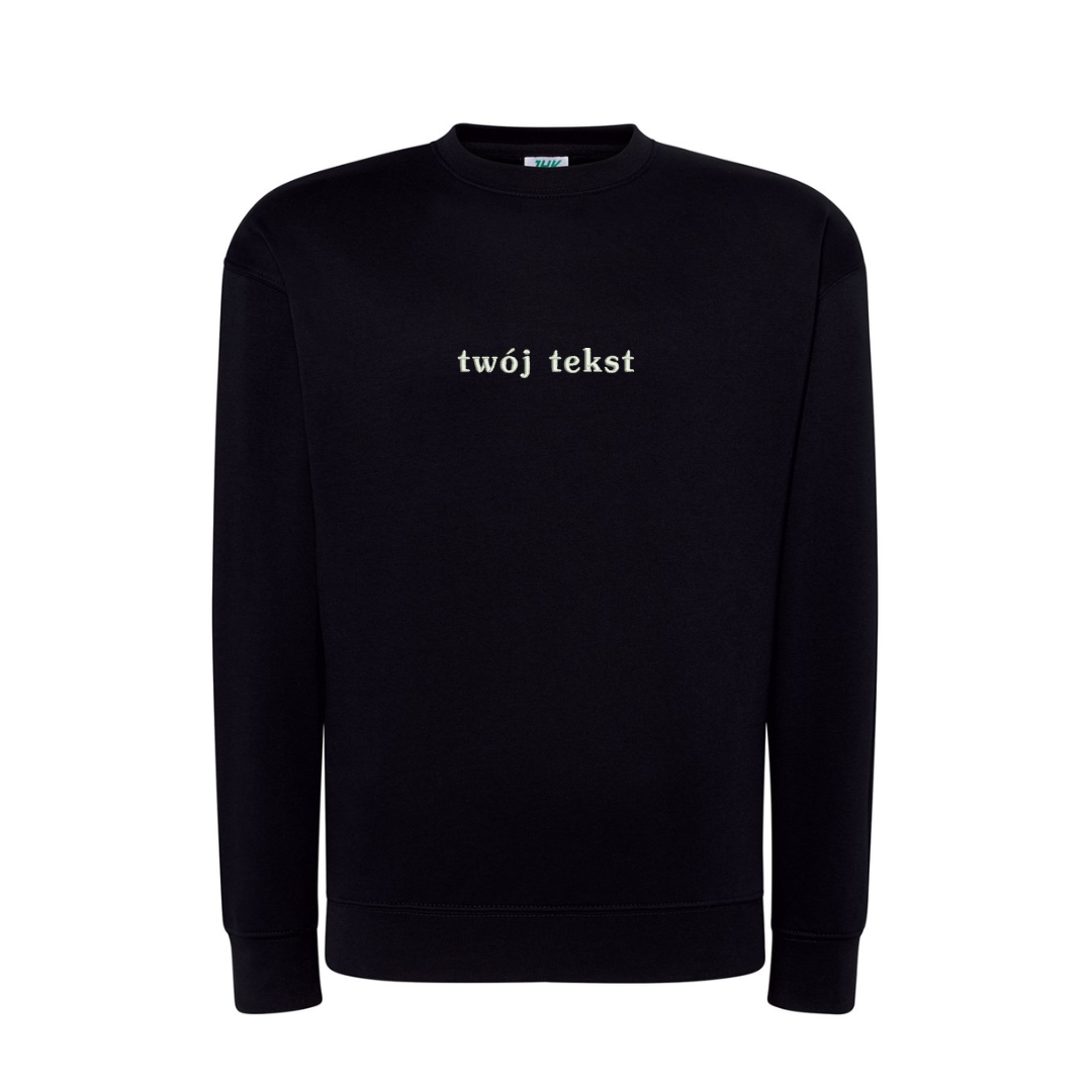 Personalizowana bluza bez kaptura z małym własnym napisem