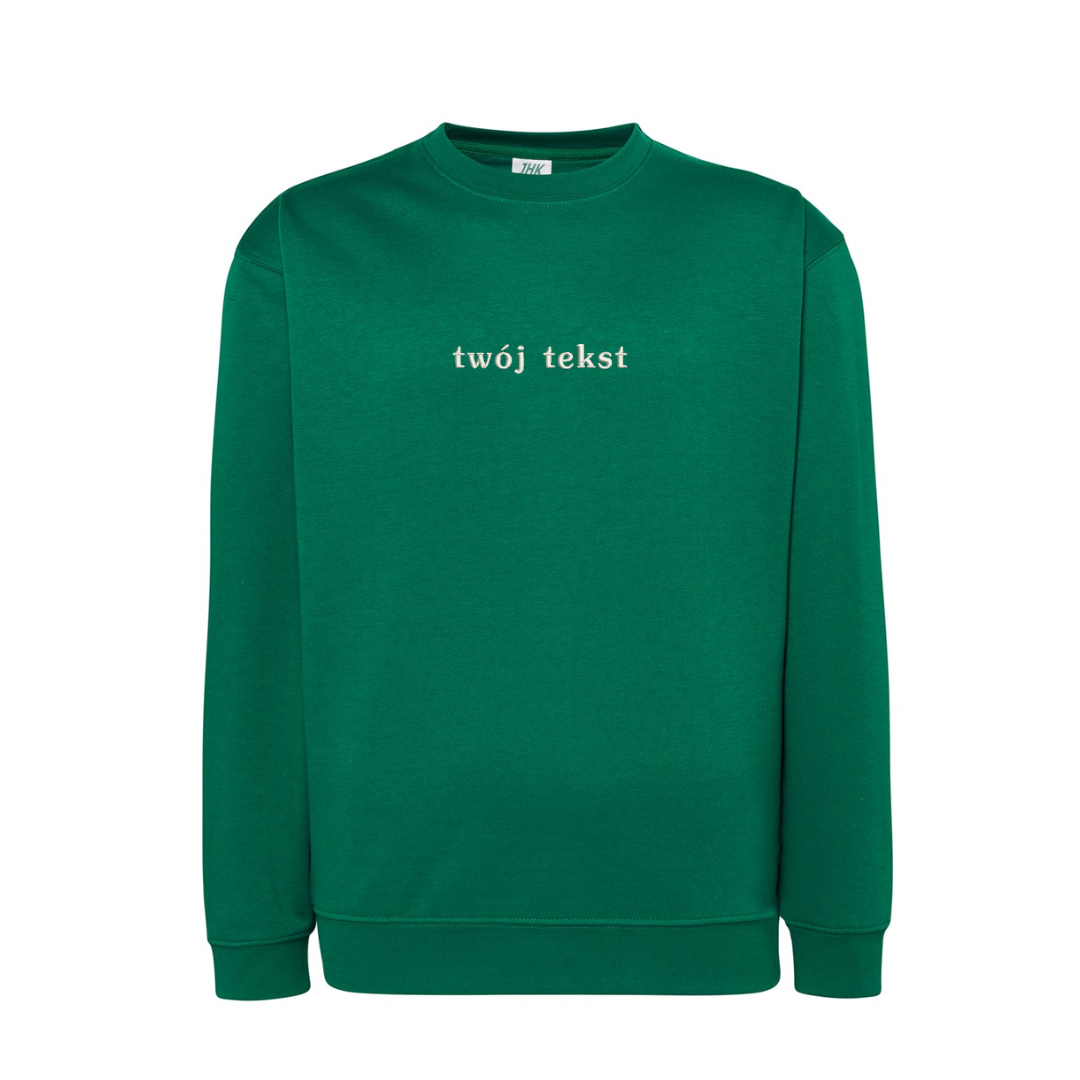 Personalizowana bluza bez kaptura z małym własnym napisem