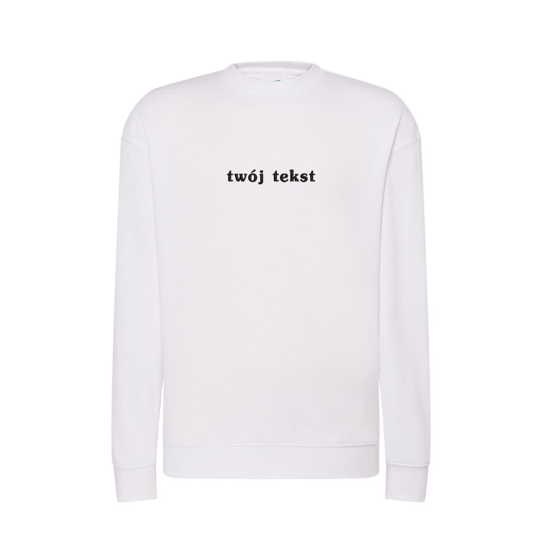 Personalizowana bluza bez kaptura z małym własnym napisem