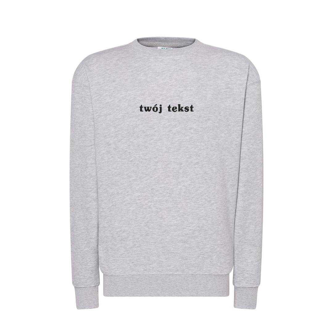 Personalizowana bluza bez kaptura z małym własnym napisem
