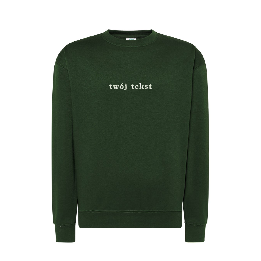 Personalizowana bluza bez kaptura z małym własnym napisem