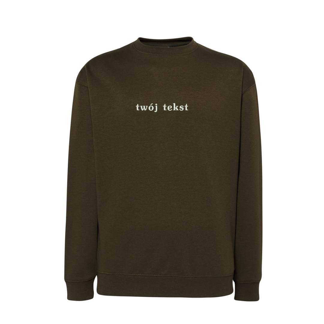Personalizowana bluza bez kaptura z małym własnym napisem