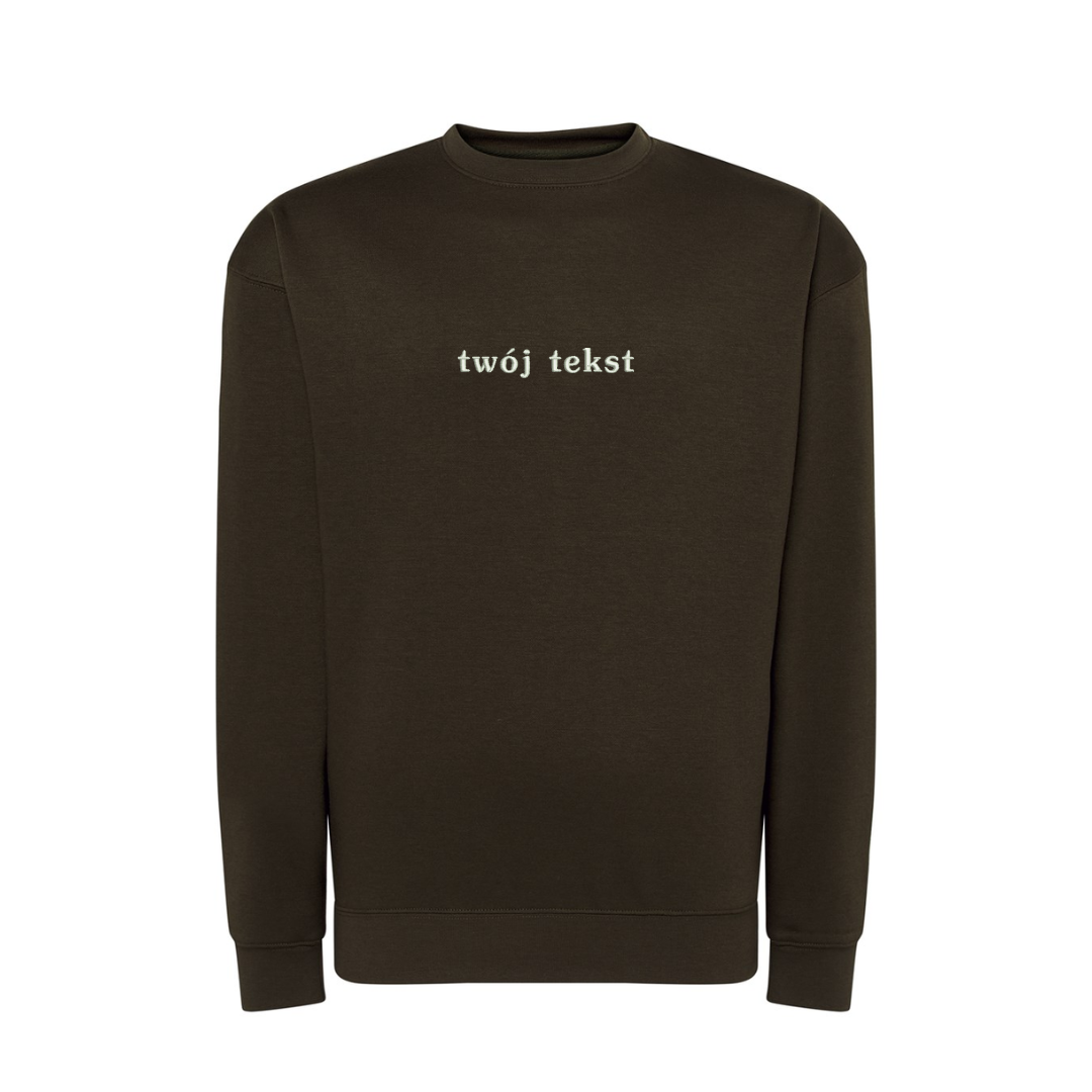 Personalizowana bluza bez kaptura z małym własnym napisem