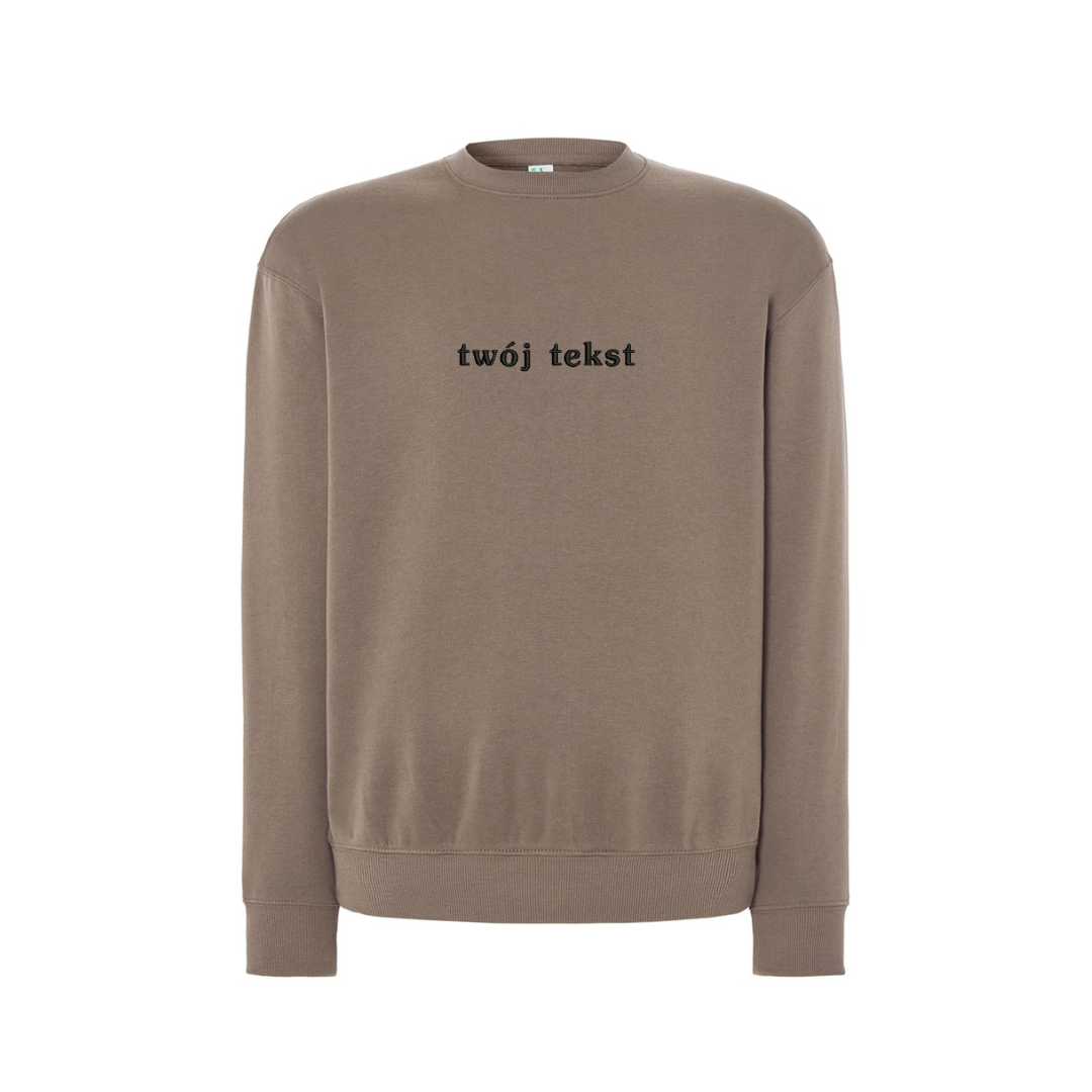Personalizowana bluza bez kaptura z małym własnym napisem