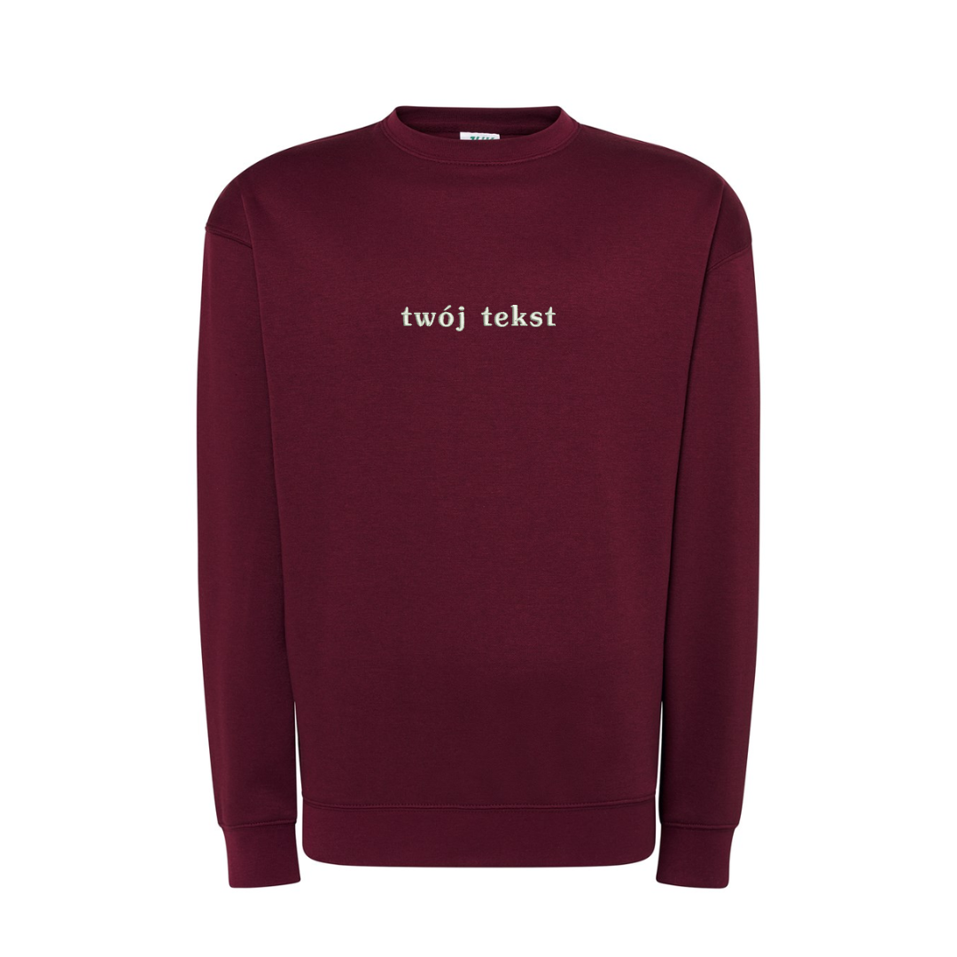 Personalizowana bluza bez kaptura z małym własnym napisem
