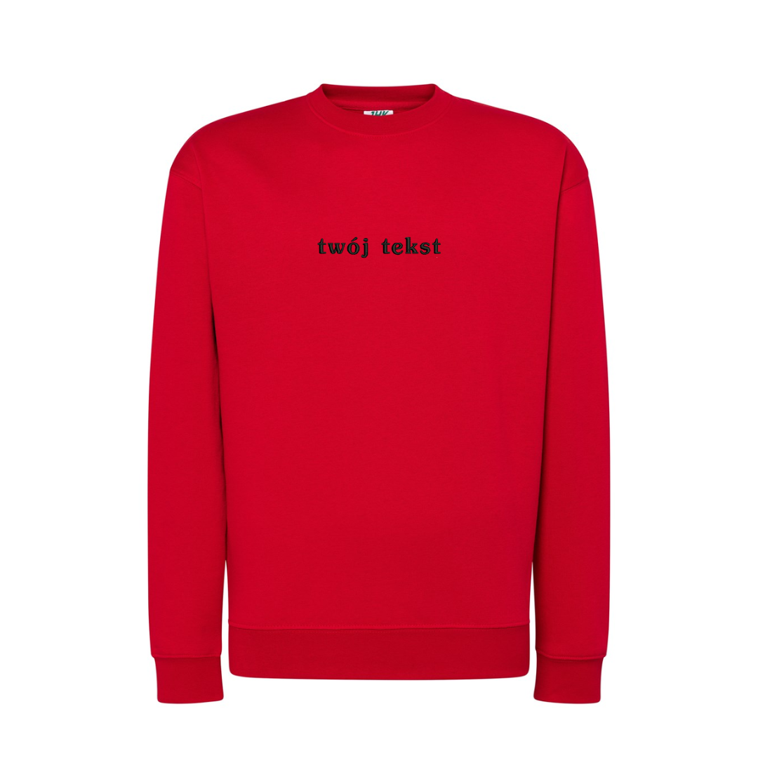 Personalizowana bluza bez kaptura z małym własnym napisem