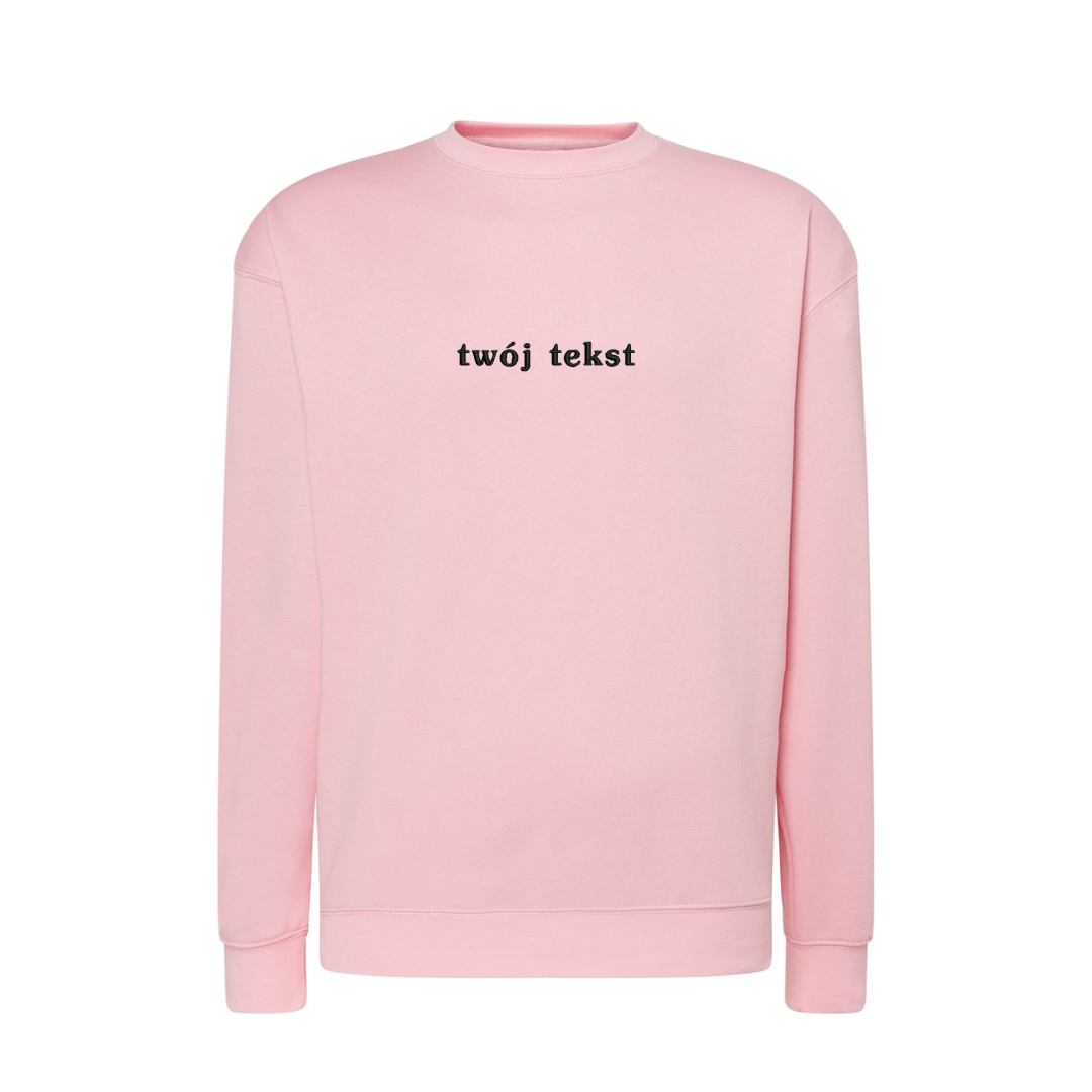 Personalizowana bluza bez kaptura z małym własnym napisem