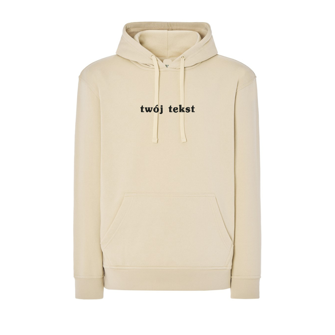 Personalizowana bluza z kapturem z małym własnym napisem