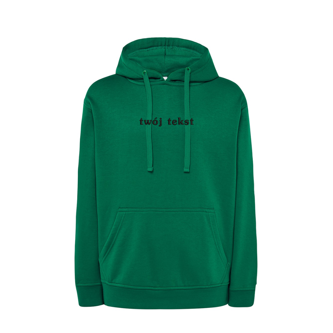 Personalizowana bluza z kapturem z małym własnym napisem