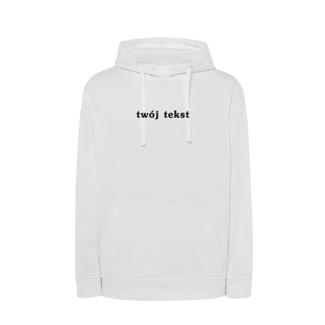 Personalizowana bluza z kapturem z małym własnym napisem