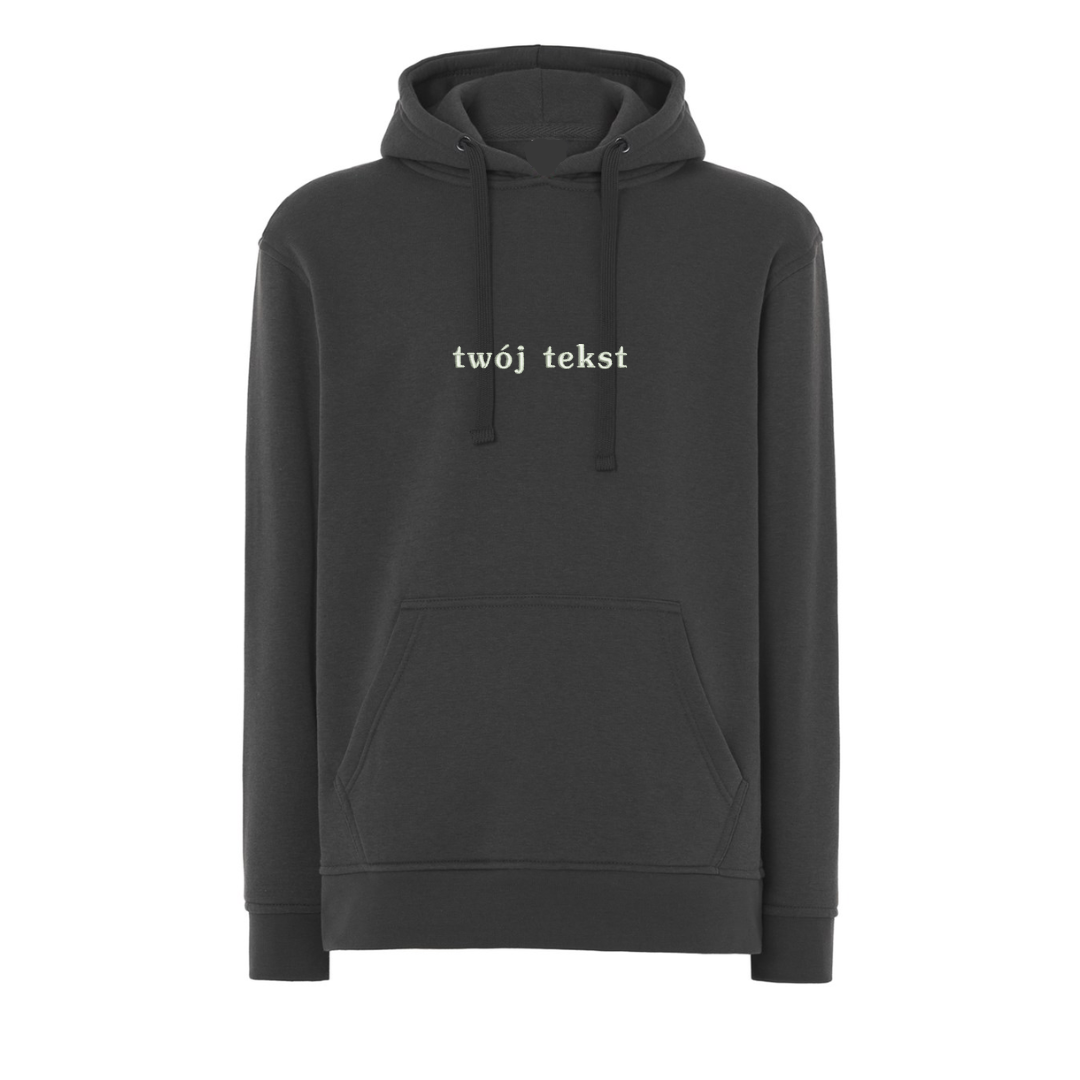 Personalizowana bluza z kapturem z małym własnym napisem