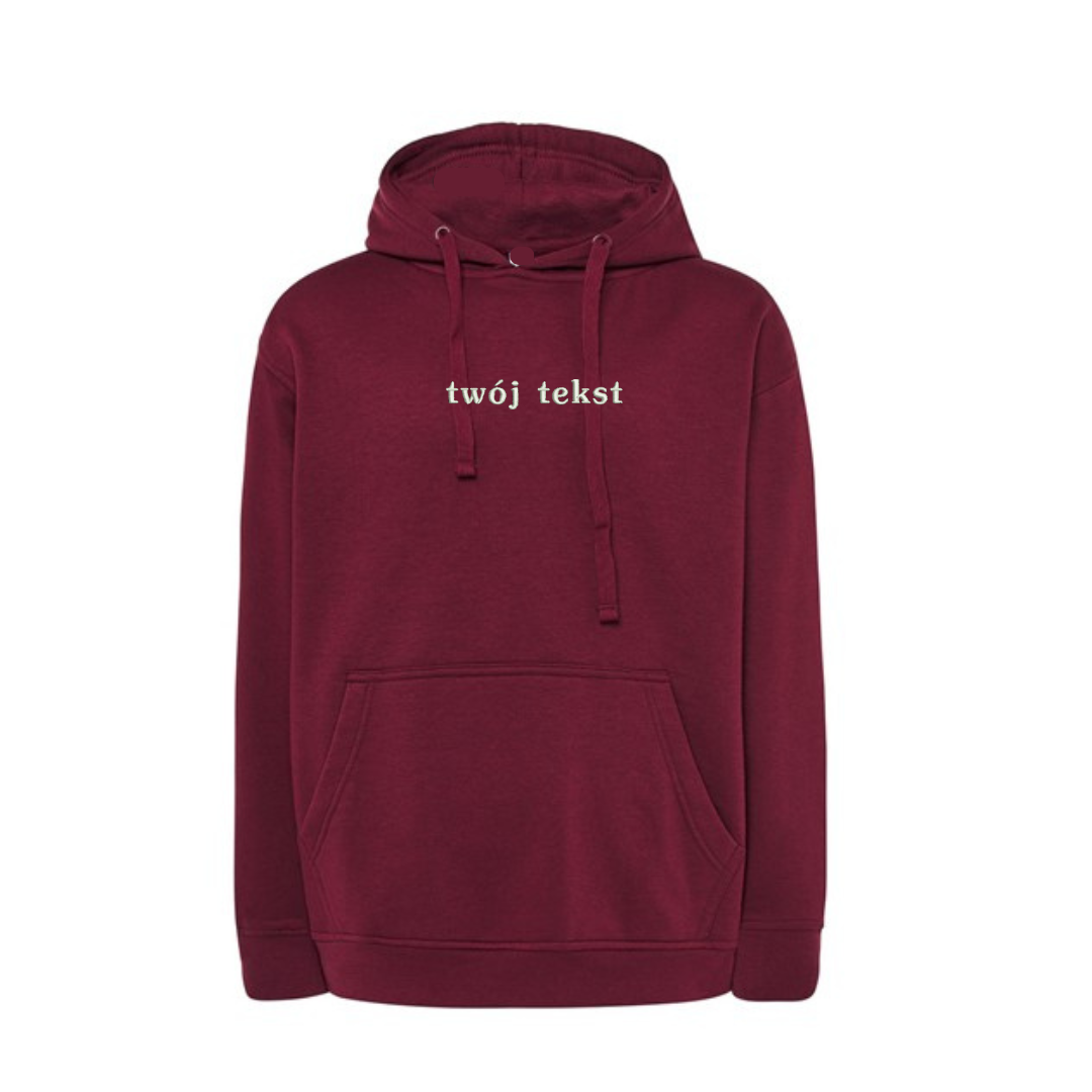 Personalizowana bluza z kapturem z małym własnym napisem