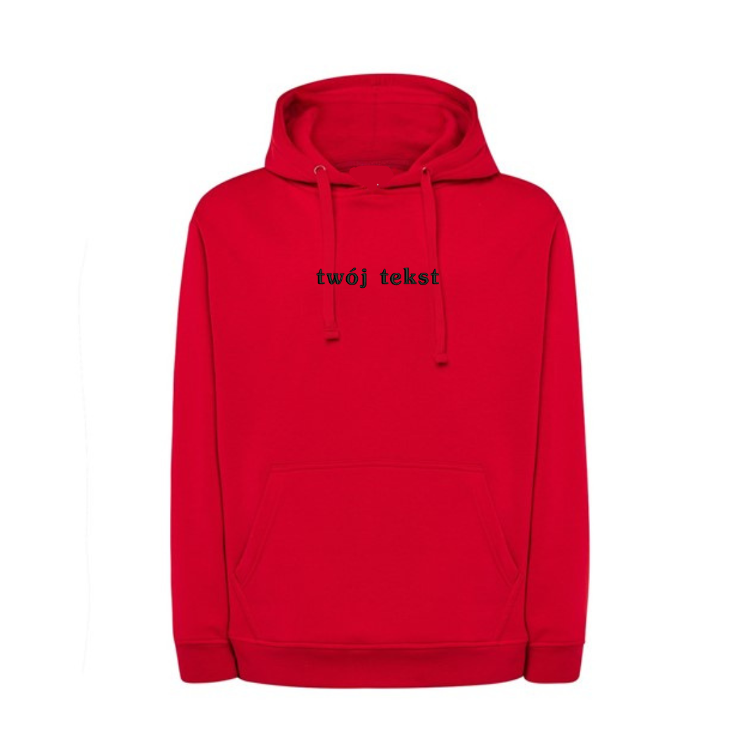 Personalizowana bluza z kapturem z małym własnym napisem