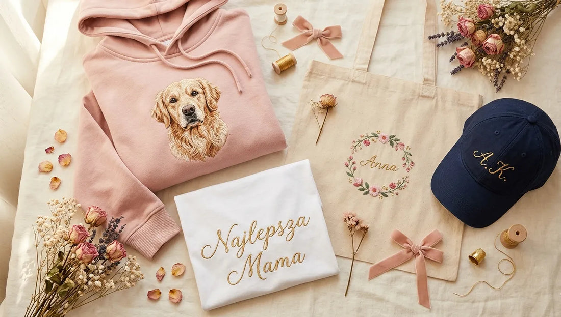 Prezent dla mamy z haftem – bluza, koszulka, torba i czapka z personalizowanym haftem, CustomClothes.pl