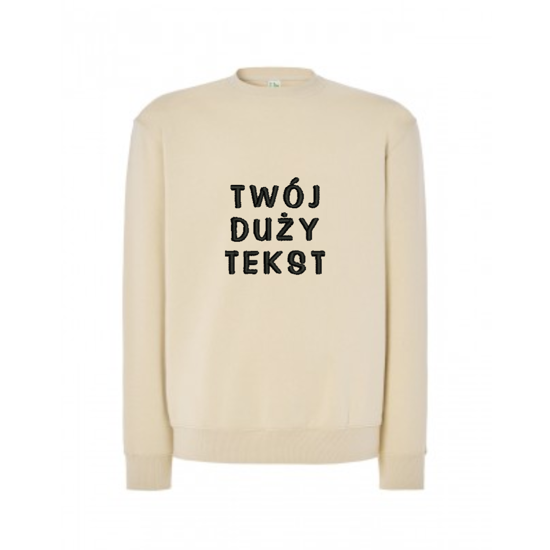Personalizowana bluza bez kaptura z dużym własnym napisem - CustomClothes.pl