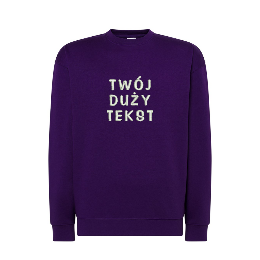 Personalizowana bluza bez kaptura z dużym własnym napisem - CustomClothes.pl