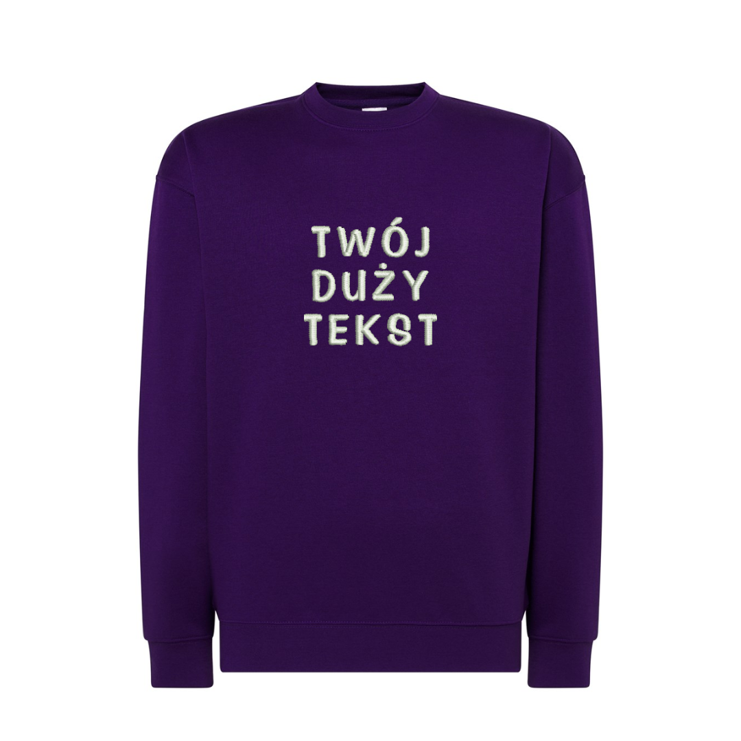 Personalizowana bluza bez kaptura z dużym własnym napisem - CustomClothes.pl