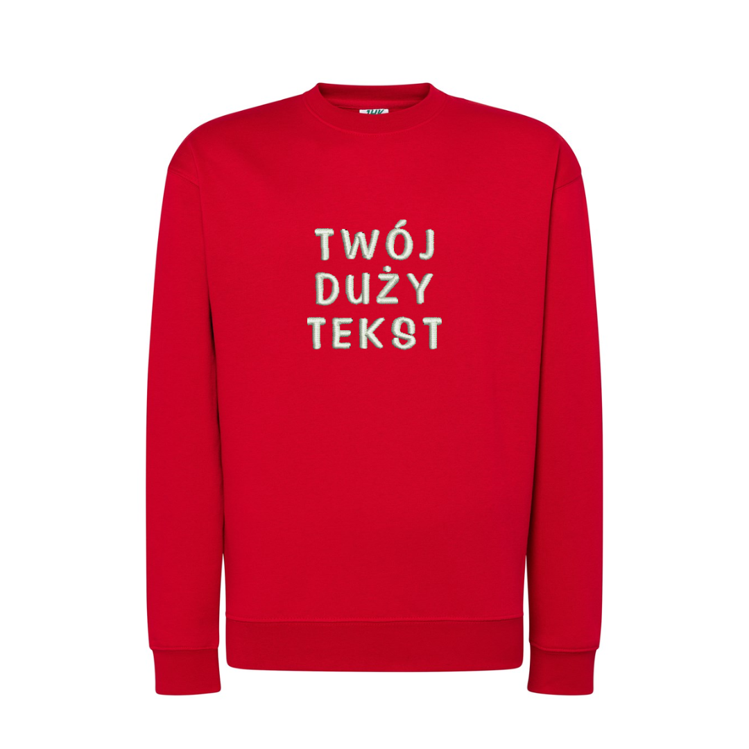 Personalizowana bluza bez kaptura z dużym własnym napisem - CustomClothes.pl