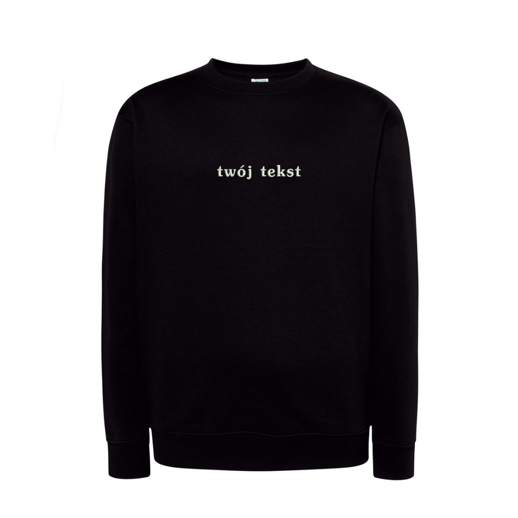 Personalizowana bluza bez kaptura z małym własnym napisem - CustomClothes.pl