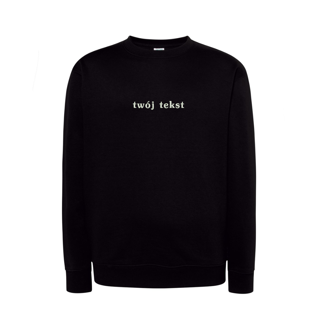 Personalizowana bluza bez kaptura z małym własnym napisem - CustomClothes.pl