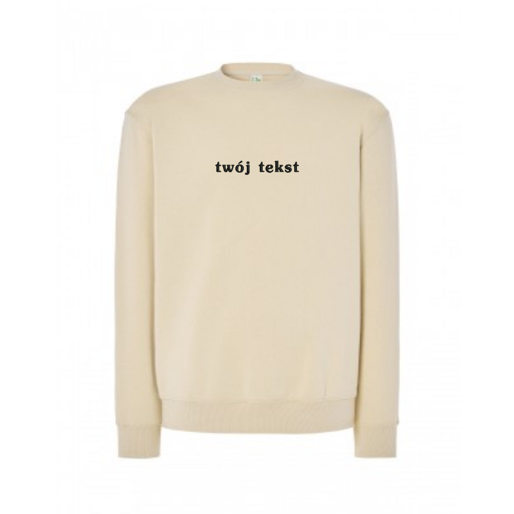 Personalizowana bluza bez kaptura z małym własnym napisem - CustomClothes.pl