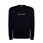 Personalizowana bluza bez kaptura z małym własnym napisem - CustomClothes.pl