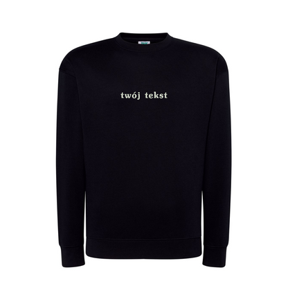 Personalizowana bluza bez kaptura z małym własnym napisem