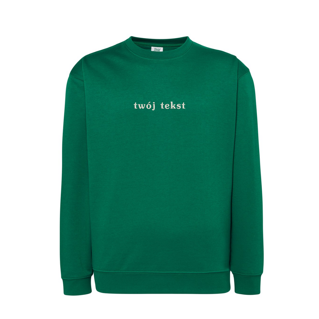 Personalizowana bluza bez kaptura z małym własnym napisem - CustomClothes.pl