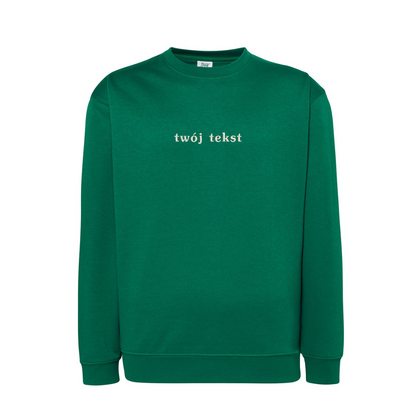 Personalizowana bluza bez kaptura z małym własnym napisem