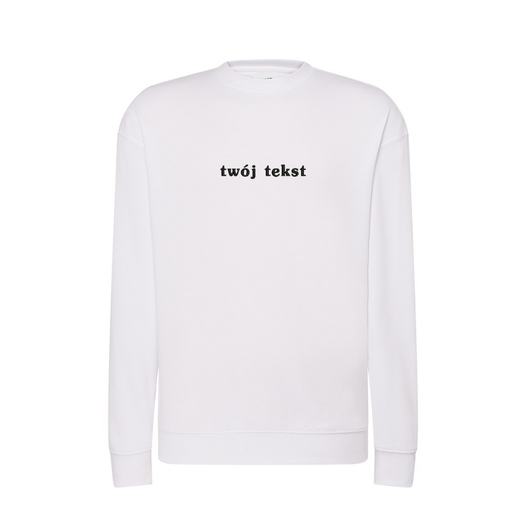 Personalizowana bluza bez kaptura z małym własnym napisem - CustomClothes.pl