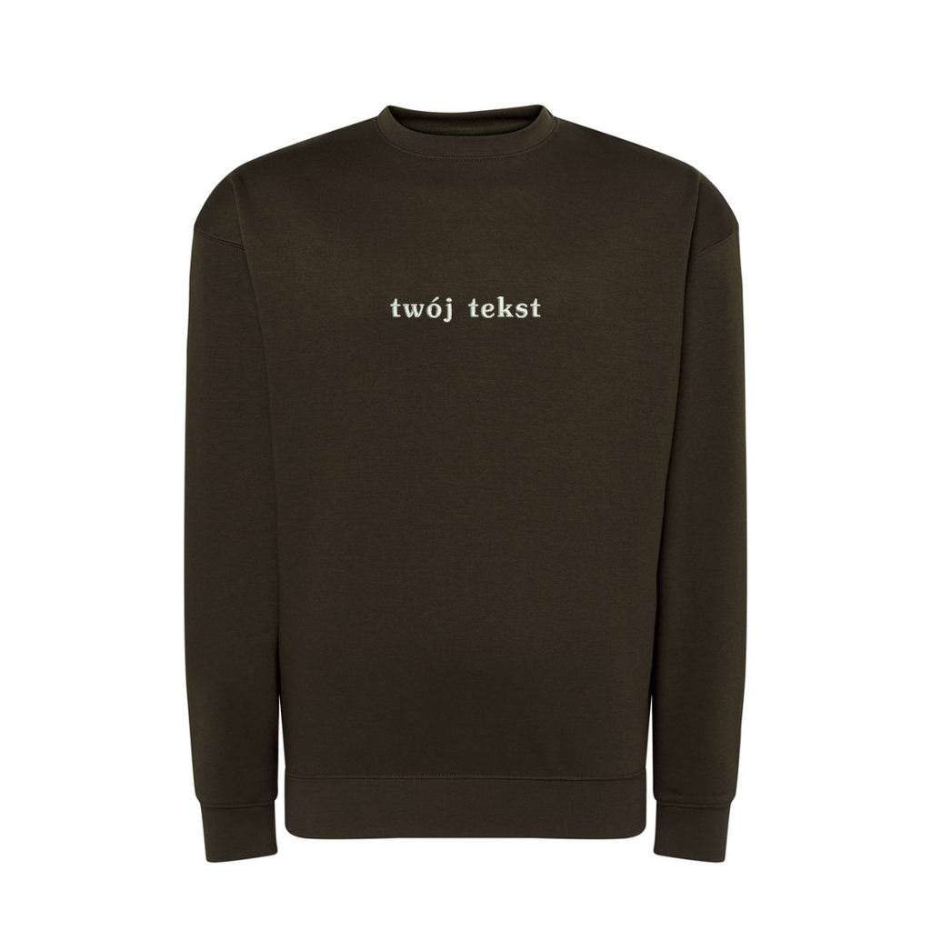 Personalizowana bluza bez kaptura z małym własnym napisem - CustomClothes.pl