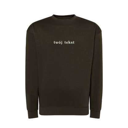 Personalizowana bluza bez kaptura z małym własnym napisem