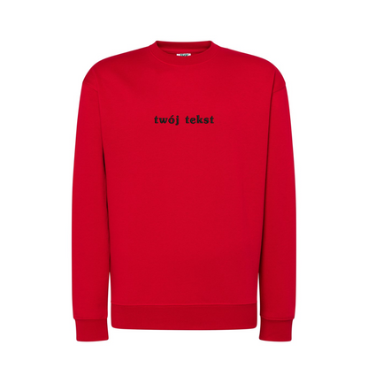 Personalizowana bluza bez kaptura z małym własnym napisem