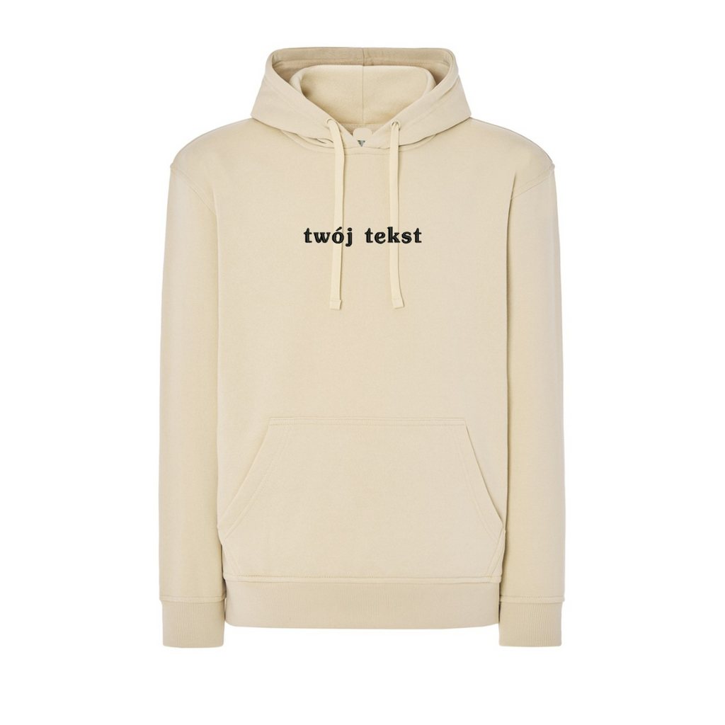 Personalizowana bluza z kapturem z małym własnym napisem - CustomClothes.pl