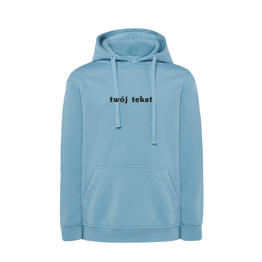 Personalizowana bluza z kapturem z małym własnym napisem - CustomClothes.pl