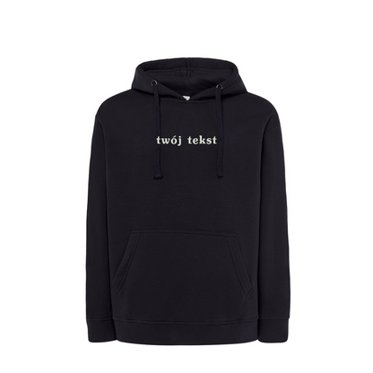 Personalizowana bluza z kapturem z małym własnym napisem