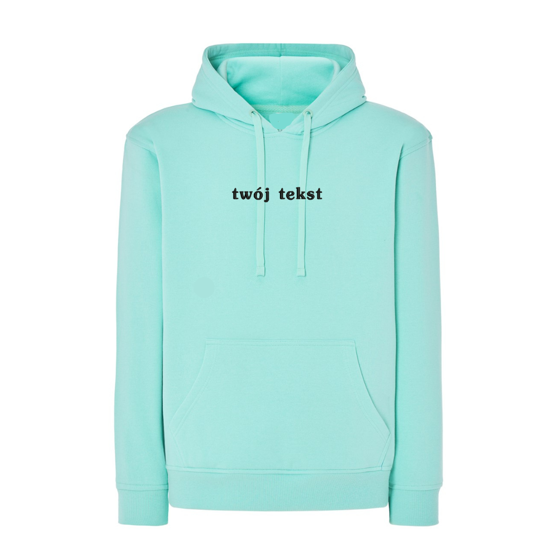 Personalizowana bluza z kapturem z małym własnym napisem - CustomClothes.pl