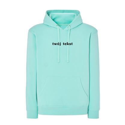 Personalizowana bluza z kapturem z małym własnym napisem