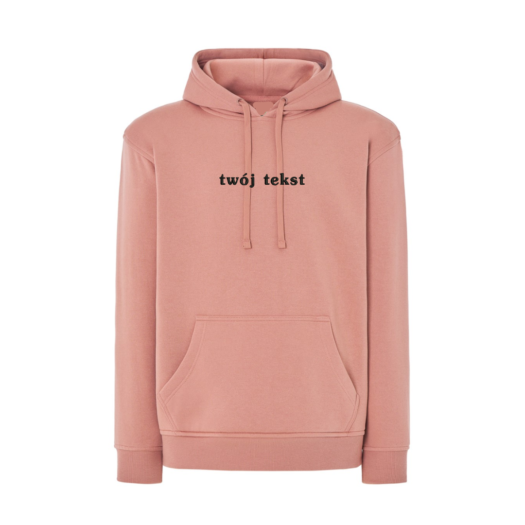Personalizowana bluza z kapturem z małym własnym napisem - CustomClothes.pl