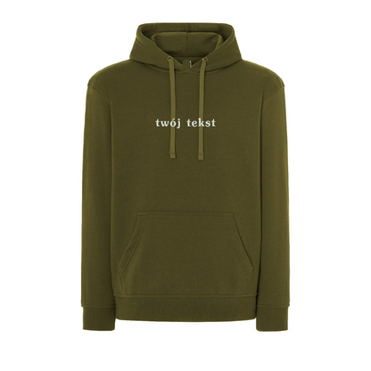 Personalizowana bluza z kapturem z małym własnym napisem