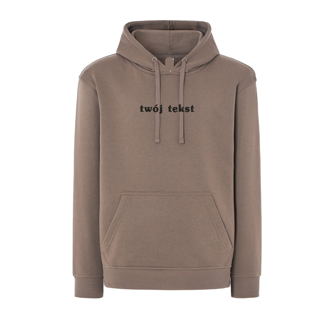 Personalizowana bluza z kapturem z małym własnym napisem - CustomClothes.pl