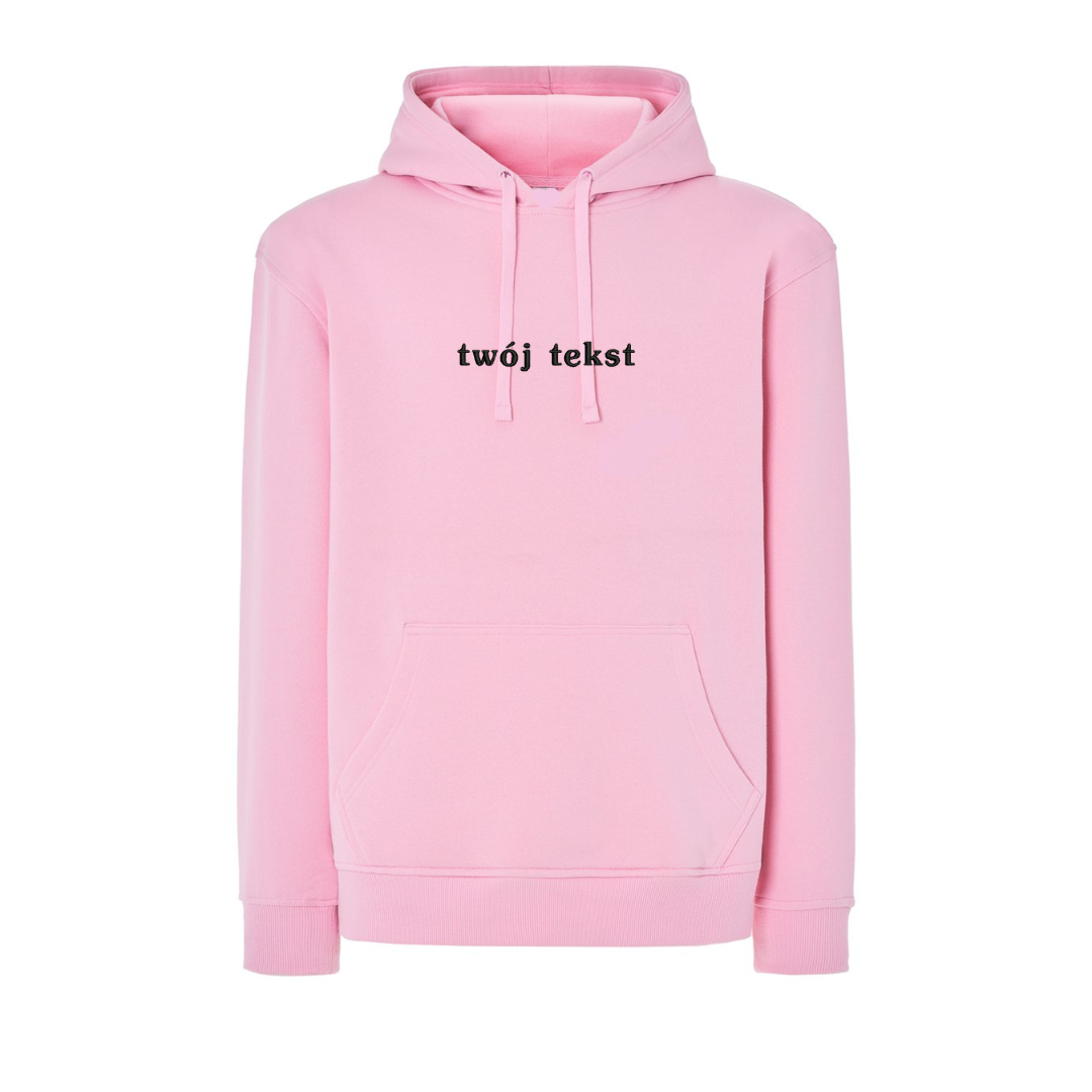 Personalizowana bluza z kapturem z małym własnym napisem - CustomClothes.pl