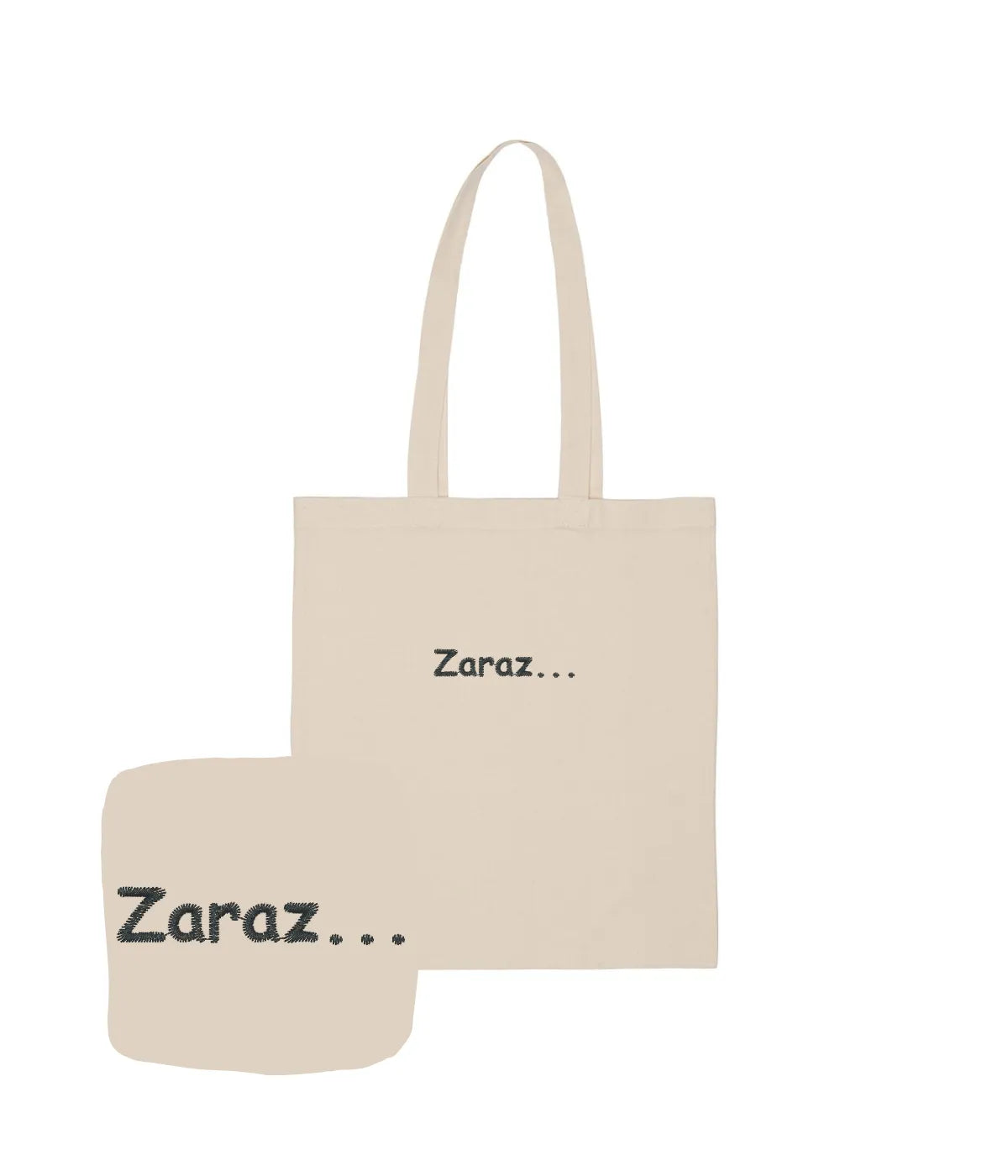 Torba Bawełniana "Zaraz..." z Haftem – Śmieszna i Trwała Torba na Zakupy i Codzień